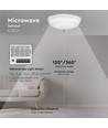V-Tac 15W LED loftslampe - Mikrobølgesensor, skumringssensor, vågelys, IP65, inkl. lyskilde