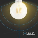 V-Tac 6W LED globepære - Samsung LED chip, Kultråd, Ø12,5 cm, E27