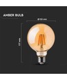 E27 8W dæmpbar LED globepære - Ø12,5 cm, Kultråd, ekstra varm hvid