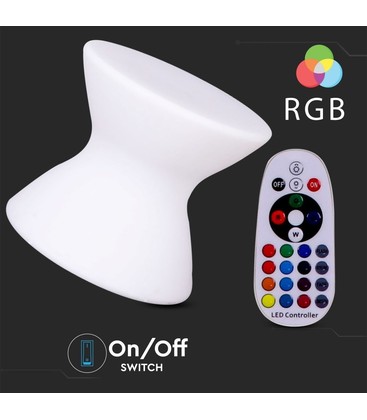 Restsalg: V-Tac RGB LED stol - Genopladelig, med fjernbetjening, 40x40x36 cm