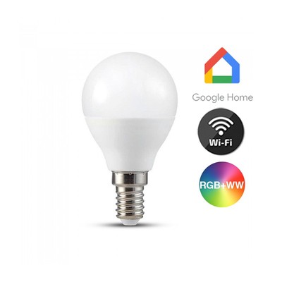 Billede af V-Tac 5W Smart Home LED pære - Tuya/Smart Life, virker med Google Home, Alexa og smartphones, P45, E14 - Dæmpbar : Via Smart Home, Kulør : RGB + CCT (Varm til Kold Hvid)