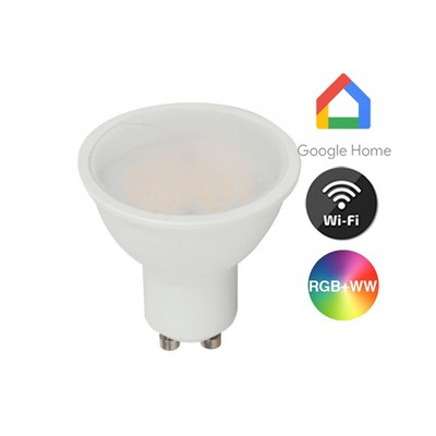 V-Tac 5W Smart Home LED pære - Tuya/Smart Life, virker med Google Home, Alexa og smartphones, GU10 Spot - Dæmpbar : Via Smart Home, Kulør : Varm-kold + RGB