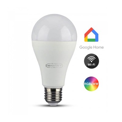 V-Tac 15W Smart Home LED pære – Tuya/Smart Life virker med Google Home Alexa og smartphones E27 – Dæmpbar : Via Smart Home Kulør : Varm-kold + RGB