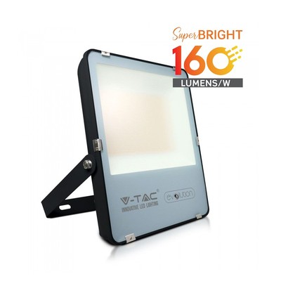 V-Tac 200W LED projektør - 160LM/W, arbejdslampe, udendørs - Dæmpbar : Ikke dæmpbar, Farve på hus : Sort, Kulør : Kold