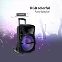 50W partyhøjtaler på hjul - Genopladelig, Bluetooth, RGB, inkl. mikrofon