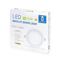 Outlet: LED E6 Baggrundsbelyst Indbygningsspot, 18W, 4000K, Ø190-200mm Udskæring, Rund, Plan Montering