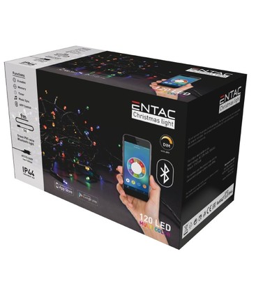 9 meter udendørs LED bluetooth julelyskæde - IP44, 230V, 120 LED, multicolor 9 meter udendørs LED bluetooth julelyskæde - IP44, 230V, 120 LED, multicolor