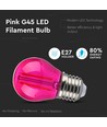 Outlet: V-Tac 2W Farvet LED kronepære - Pink, Kultråd, E27