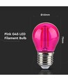 Outlet: V-Tac 2W Farvet LED kronepære - Pink, Kultråd, E27