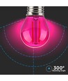 Outlet: V-Tac 2W Farvet LED kronepære - Pink, Kultråd, E27