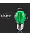 E27 2W LED kronepære - Grøn, Kultråd