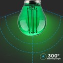 V-Tac 2W Farvet LED kronepære - Grøn, Kultråd, E27