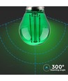 E27 2W LED kronepære - Grøn, Kultråd