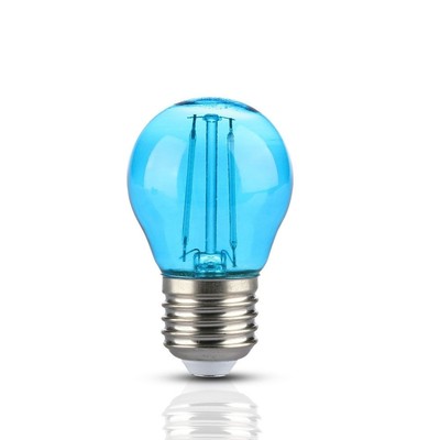 V-Tac 2W Farvet LED kronepære - Blå, Kultråd, E27 - Dæmpbar : Ikke dæmpbar, Kulør : Blå