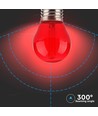 E27 2W LED kronepære - Rød, Kultråd