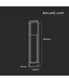 V-Tac 10W LED havelampe - Sort, 80 cm, IP65, 230V