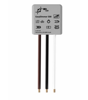 EasyDimmer500 - 250W LED dæmper, kip-tryk/push dæmp, korrespondance, til indbygning EasyDimmer500 - 250W LED dæmper, kip-tryk/push dæmp, korrespondance, til indbygning