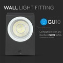 V-Tac væglampe med op/ned lys - IP44 udendørs, GU10 fatning, uden lyskilde