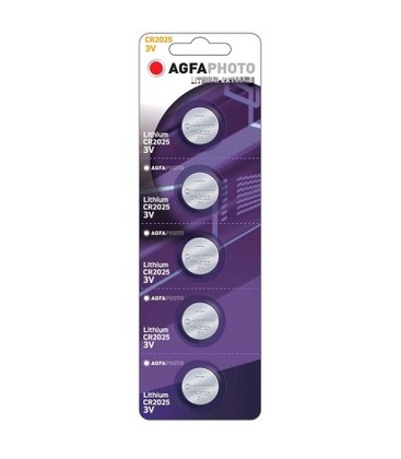 5 stk AgfaPhoto Lithium knapcellebatteri - CR2025, 3V 5 stk AgfaPhoto Lithium knapcellebatteri - CR2025, 3V