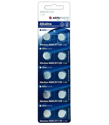 LR55/AG8 10-pak AgfaPhoto knapcellebatteri - Alkaline, 1,5V LR55/AG8 10-pak AgfaPhoto knapcellebatteri - Alkaline, 1,5V