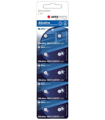 LR721/AG11 10-pak AgfaPhoto knapcellebatteri - Alkaline, 1,5V LR721/AG11 10-pak AgfaPhoto knapcellebatteri - Alkaline, 1,5V