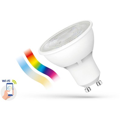5W Smart Home LED pære - Tuya/Smart Life, virker med Google Home, Alexa og smartphones, GU10 - Dæmpbar : Via Smart Home, Kulør : RGB + CCT (Varm til Kold Hvid)