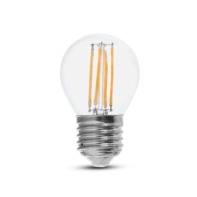 V-Tac 6W LED kronepære - G45, Kultråd, E27 - Dæmpbar : Ikke dæmpbar, Kulør : Varm