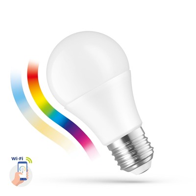 9W Smart Home LED pære - Tuya/Smart Life, virker med Google Home, Alexa og smartphones, A60, E27 - Dæmpbar : Via Smart Home, Kulør : RGB + CCT (Varm til Kold Hvid)