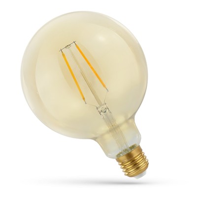 2W LED globepære - Kultråd, 12,5 cm, rav farvet glas, ekstra varm, E27 - Dæmpbar : Ikke dæmpbar, Kulør : Ekstra varm