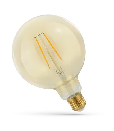 2W LED globepære - Kultråd, 12,5 cm, rav farvet glas, ekstra varm, E27