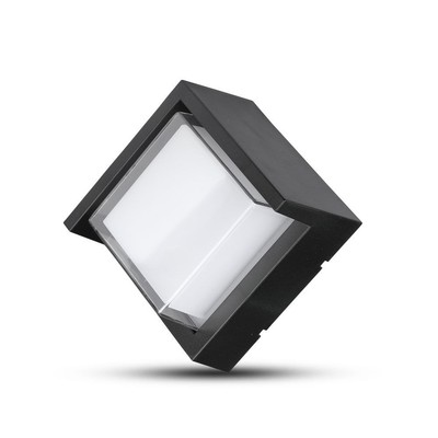 V-Tac 7W LED sort væglampe - Firkantet, IP65 udendørs, 230V, inkl. lyskilde - Dæmpbar : Ikke dæmpbar, Kulør : Varm