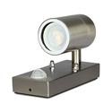 V-Tac væglampe m. sensor - IP44 udendørs, rustfri, GU10 fatning, uden lyskilde