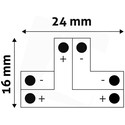 T-mellemled til enkelt farvet LED strips - Til 3528 strips (8mm bred), 12V / 24V