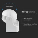 V-Tac bevægelsessensor - LED venlig, hvid, PIR infrarød, IP44 udendørs