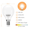 Outlet: LED A5 G45 - Stor Spredning E14, 4.9W, 3000K