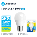 Outlet: LED A5 G45 Stor Spredning E27 4.9W 4000K