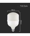 E27 50W LED pære - T140, med E40 fatningsadapter