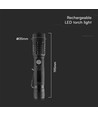 V-Tac 10W LED lommelygte - 1000 lumens, genopladelig, IP54