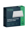 V-Tac 18W LED loftslampe - 21,4 x 21,4cm, Højde: 3,1cm, hvid kant, inkl. lyskilde