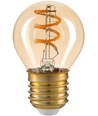 E27 3W LED pære - G45, Kultråd, røget glas