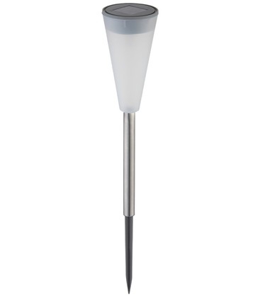 Solcelle havelampe - Sølv, med spyd, 38cm høj