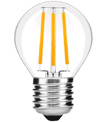 4W LED kronepære - Kultråd, G45, klart glas, E27