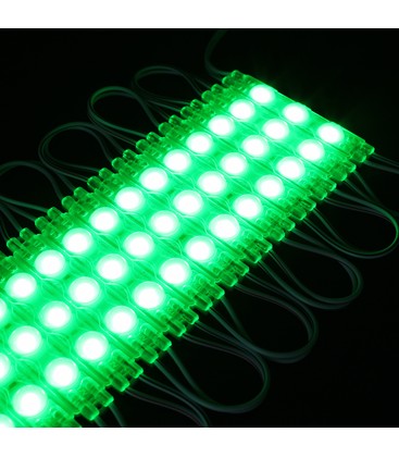 Vandtæt grøn LED modul - 1,1W pr. stk, IP66, 12V, Perfekt til skilte og specialløsninger