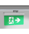 3W 3-faset LED EXIT skilt til skinne - 2 timers batteri, Inkl. piktogrammer