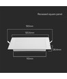 6W 12cm x 12cm LED indbygningspanel - Hul: 11cm x 11cm, Mål: 12cm x 12cm