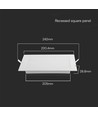 22cm x 22cm LED indbygningspanel, 18W - Hul: 20,5cm x 20,5cm