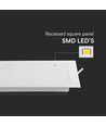 22cm x 22cm LED indbygningspanel, 18W - Hul: 20,5cm x 20,5cm