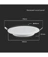 LED indbygningspanel, 24W - Hul: Ø28 cm, Mål: Ø29,6 cm