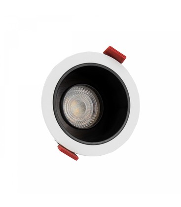 Fiale Comfort Anti-Glare GU10 LED Armatur uden lyskilde - 250V, IP20, Ø85x50mm, Hvid, Rundt, Reflektor Sort, Justerbar