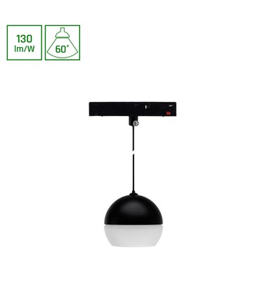 System Skift Basic - Globe P Ring Kugle Lamp Suspenderet 90mm, 10W, 3000K, Sort